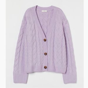 Lavender H&M Cable Knit Cardigan